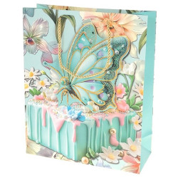 8868 Torba torebka prezentowa urodzinowa motyl 3D 31,5 x 25,5 x10 cm 
