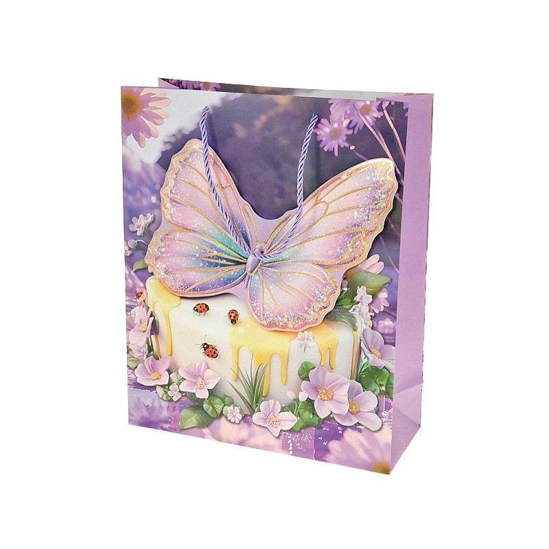 8868 Torba torebka prezentowa urodzinowa motyl 3D 31,5 x 25,5 x10 cm 