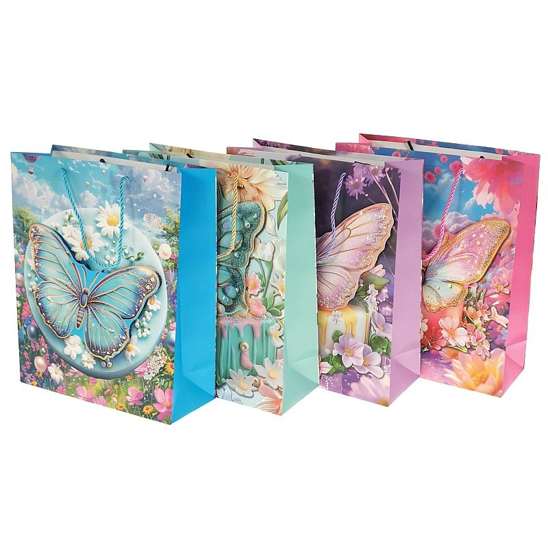 8868 Torba torebka prezentowa urodzinowa motyl 3D 31,5 x 25,5 x10 cm 