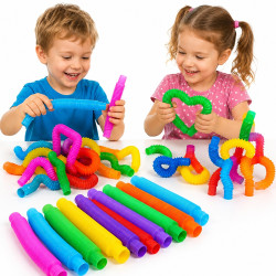 3575 Rurki Sensoryczne Pop Tube 6szt Kolorowe Elastyczne Rozciągane Antystresowe
