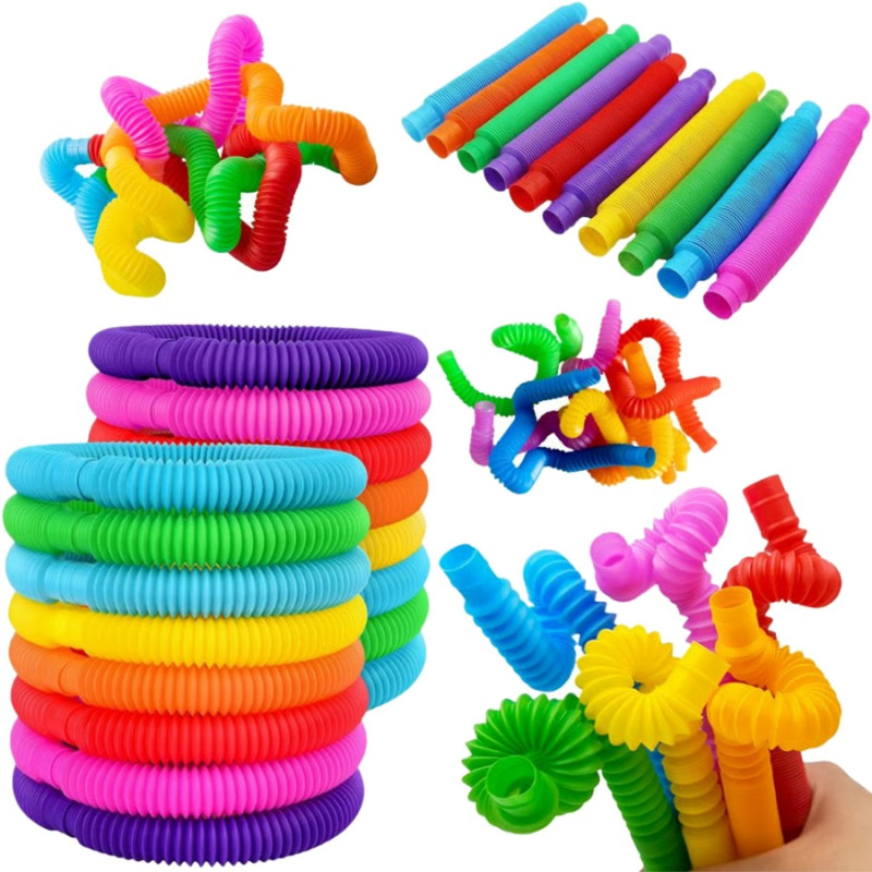 3575 Rurki Sensoryczne Pop Tube 6szt Kolorowe Elastyczne Rozciągane Antystresowe