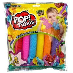 3575 Rurki Sensoryczne Pop Tube 6szt Kolorowe Elastyczne Rozciągane Antystresowe