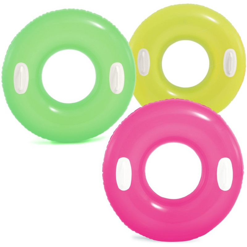 59258 Koło do pływania z uchwytami 76cm dmuchane neonowe 3 kolory INTEX