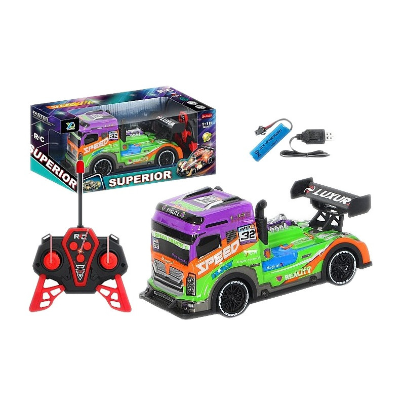0925 Auto Ciężarówka Tir Zdalnie Sterowana Rc 1:18 Pilot Światła Akumulator