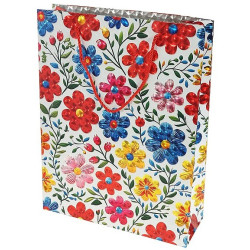5159 Torba Prezentowa ozdobna Duże Kwiaty 3D Torebka na prezent 32x42x11cm