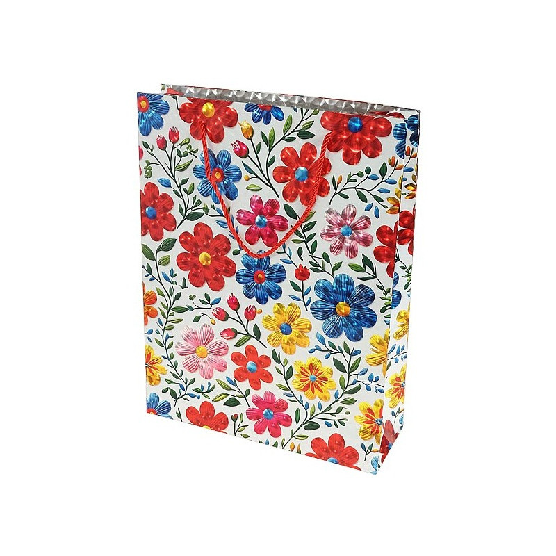 5159 Torba Prezentowa ozdobna Duże Kwiaty 3D Torebka na prezent 32x42x11cm