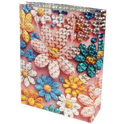 5159 Torba Prezentowa ozdobna Duże Kwiaty 3D Torebka na prezent 32x42x11cm