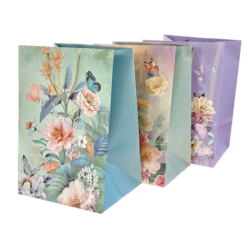 5173 Torba Prezentowa Duża Kwiaty Torebka Papierowa Na Prezent 54x36,5x30cm