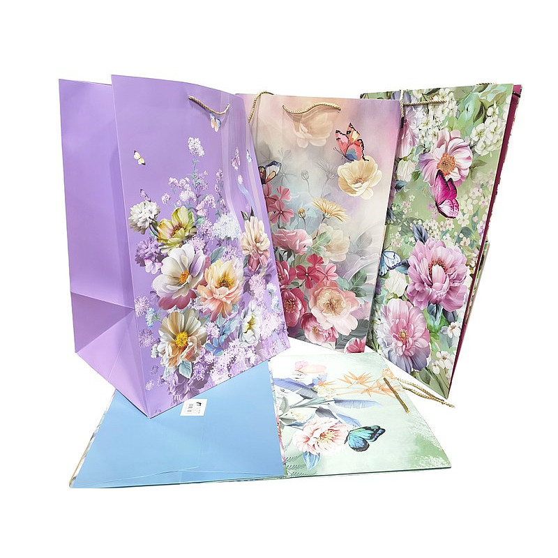 5173 Torba Prezentowa Duża Kwiaty Torebka Papierowa Na Prezent 54x36,5x30cm