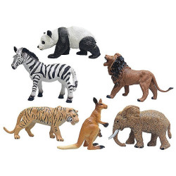 9973 ZWIERZĘTA DZIKIE FIGURKI ZESTAW SAFARI ZOO LEW TYGRYS PANDA 6 SZT