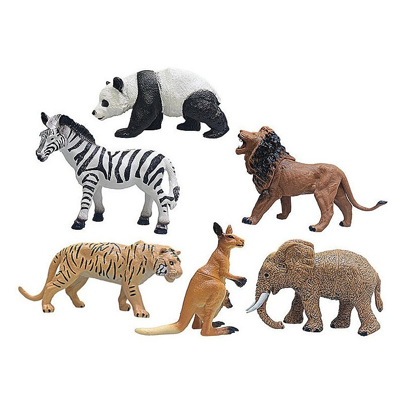 9973 ZWIERZĘTA DZIKIE FIGURKI ZESTAW SAFARI ZOO LEW TYGRYS PANDA 6 SZT