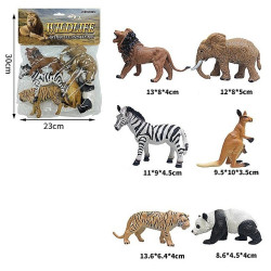 9973 ZWIERZĘTA DZIKIE FIGURKI ZESTAW SAFARI ZOO LEW TYGRYS PANDA 6 SZT