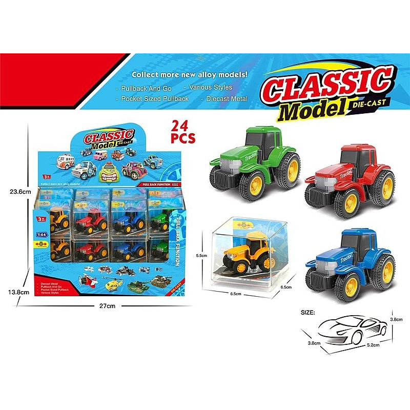 6668 Traktor Ciągnik Rolniczy Metalowy Model 1:64 Resorak Napęd Pull Back 