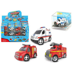 6675 Autka Służby Ratunkowe Metalowe 1:64 Pull Back Policja Straż Ambulans 