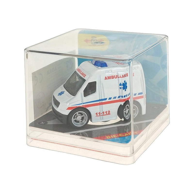 6675 Autka Służby Ratunkowe Metalowe 1:64 Pull Back Policja Straż Ambulans 