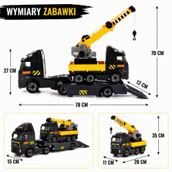 29912 DUŻA LAWETA CIĘŻARÓWKA Z DŹWIGIEM AUTO BUDOWLANE POLESIE ZESTAW 2w1