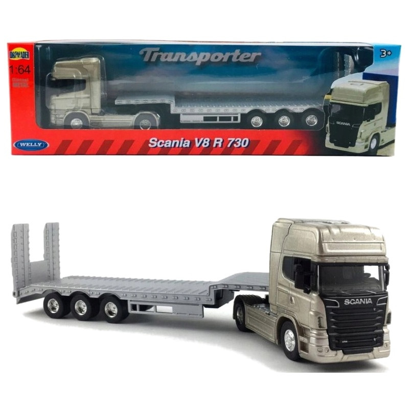 1251 Metalowy model Welly Truck Scania V8 R 730 Transporter ciężarówka 1:64