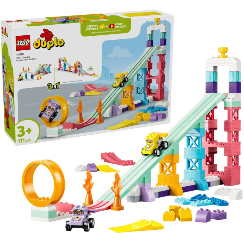 10478 Klocki Lego Duplo Kreatywne rampy 3 w 1 z pojazdami  111 elementów