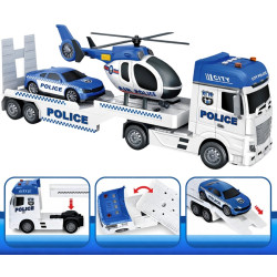 2018 Duża Ciężarówka Policyjna Laweta Helikopter Auto Policja Zestaw 3w1