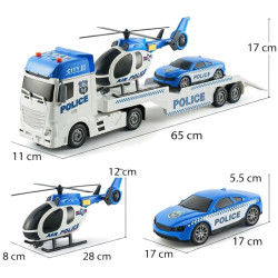 2018 Duża Ciężarówka Policyjna Laweta Helikopter Auto Policja Zestaw 3w1