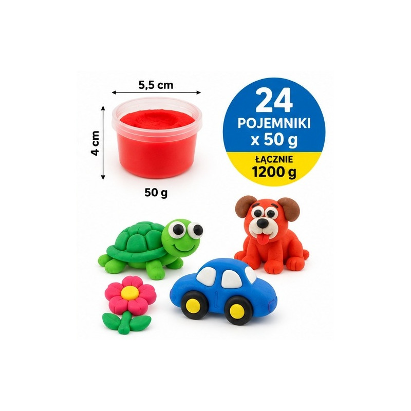 9441 Zestaw 24 tub Masa Plastyczna 24 Kolory Foremki 24x50g 1200g