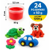 9441 Zestaw 24 tub Masa Plastyczna 24 Kolory Foremki 24x50g 1200g