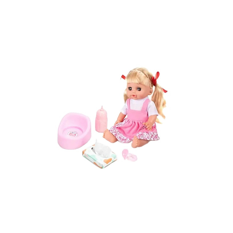 6091 Lalka Interaktywna Pije Siusia Nocnik Butelka 12 Dźwięków  29 cm