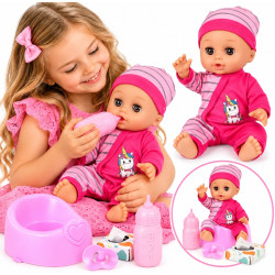 6084 Lalka Bobas Interaktywna Pije Siusia Nocnik Butelka 12 Dźwięków 29 cm