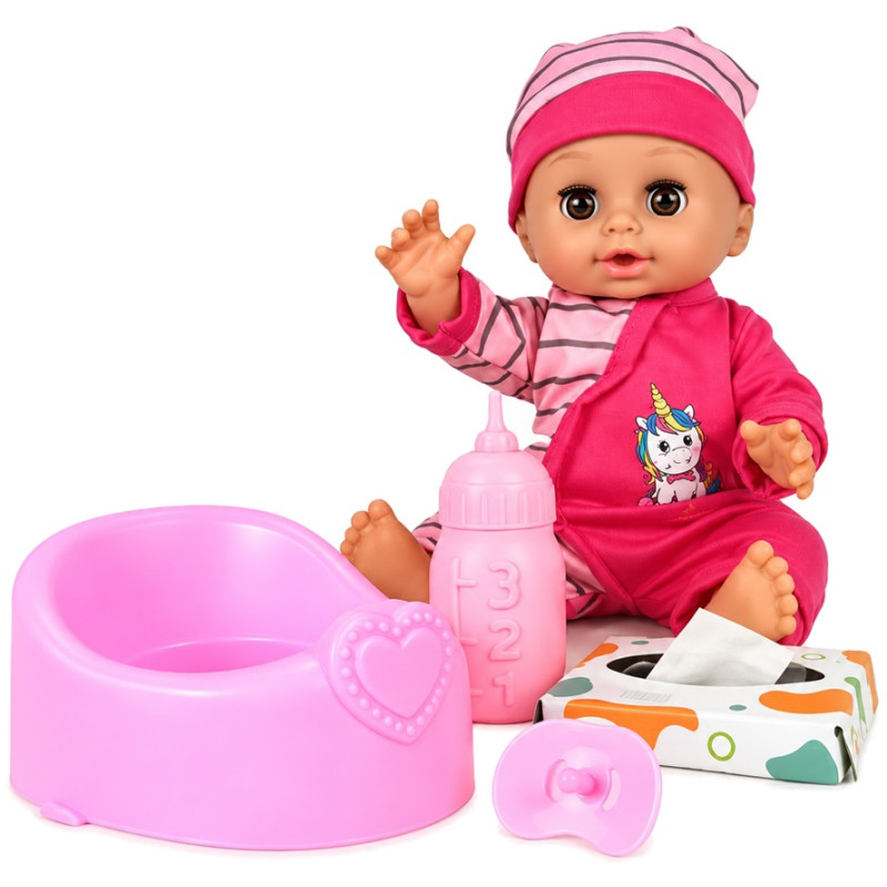 6084 Lalka Bobas Interaktywna Pije Siusia Nocnik Butelka 12 Dźwięków 29 cm