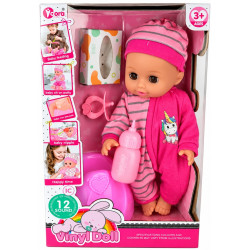 6084 Lalka Bobas Interaktywna Pije Siusia Nocnik Butelka 12 Dźwięków 29 cm