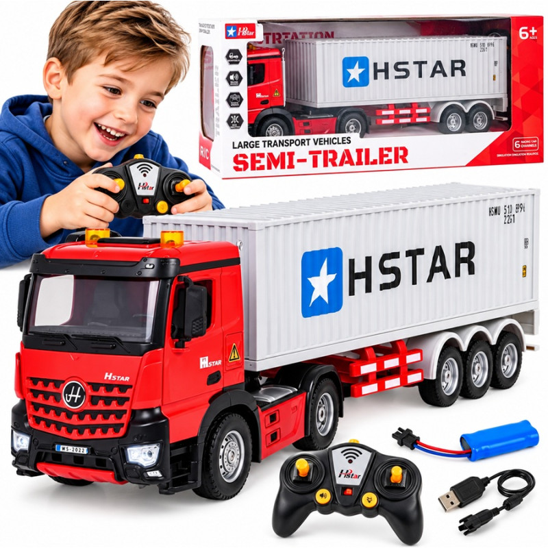 2475 Ciężarówka Rc Tir Zdalnie Sterowana Z Naczepą Kontener Światła