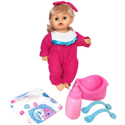 7447 Lalka niemowlak Agusia mówi śpiewa nocnik butelka pieluszka  30 cm