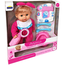 7447 Lalka niemowlak Agusia mówi śpiewa nocnik butelka pieluszka  30 cm