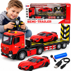 2468 Laweta RC TIR zdalnie sterowany ciężarówka z autem światła dźwięk 