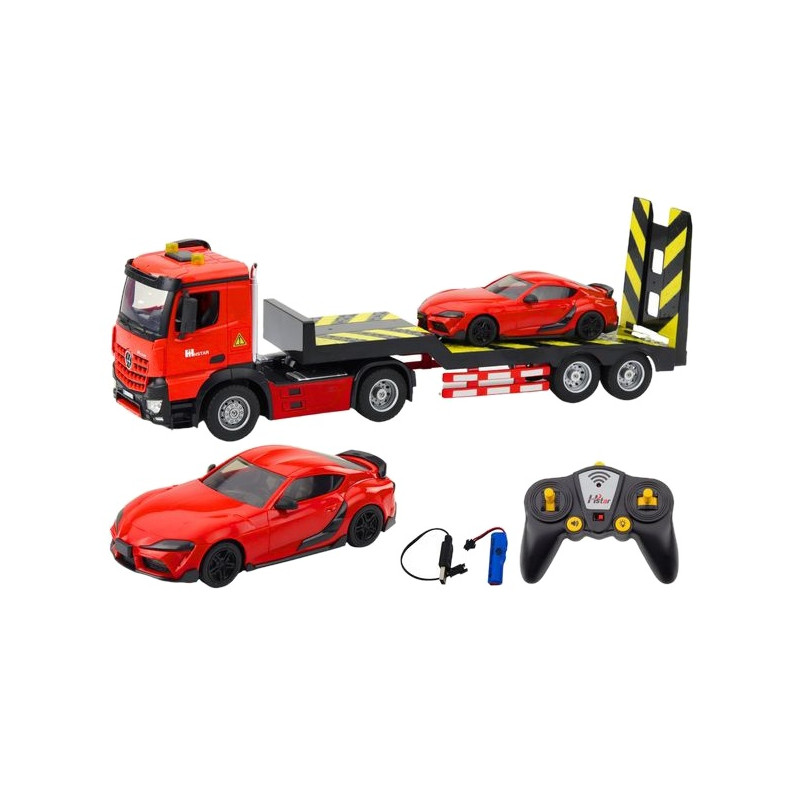 2468 Laweta RC TIR zdalnie sterowany ciężarówka z autem światła dźwięk 