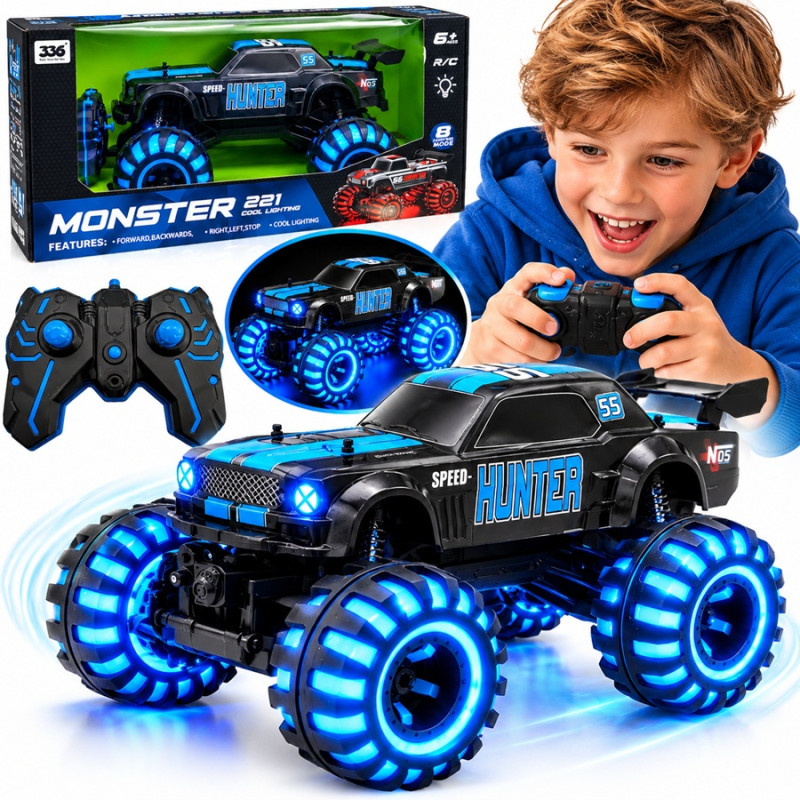 4905 Auto Zdalnie Sterowane Rc Monster Truck Świecące Koła Światła 6+ 
