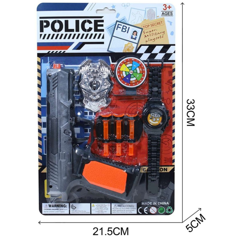 9994 Zestaw policyjny Pistolet na strzałki odznaka zegarek