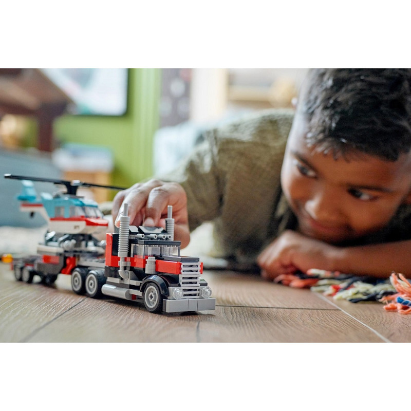 31146 KLOCKI LEGO CREATOR 3w1 CIĘŻARÓWKA Z PLATFORMĄ I HELIKOPTEREM