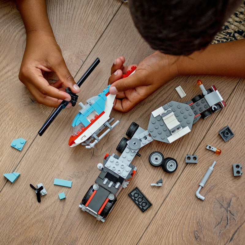 31146 KLOCKI LEGO CREATOR 3w1 CIĘŻARÓWKA Z PLATFORMĄ I HELIKOPTEREM