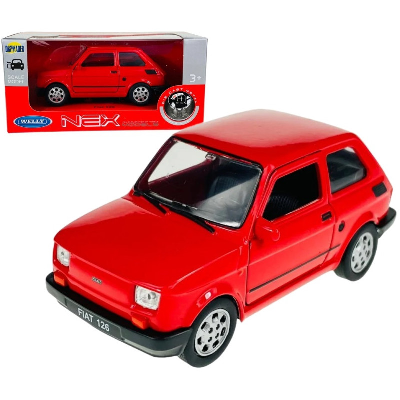 1:34 METALOWY MODEL WELLY FIAT 126 PRL CZERWONY 42372 