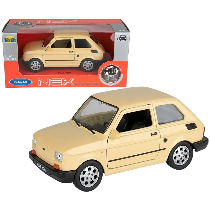 1:34 METALOWY MODEL WELLY FIAT 126 PRL KREMOWY 42372