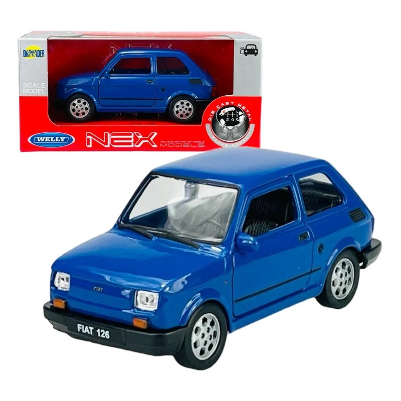 1:34 METALOWY MODEL WELLY FIAT 126 PRL NIEBIESKI 42372