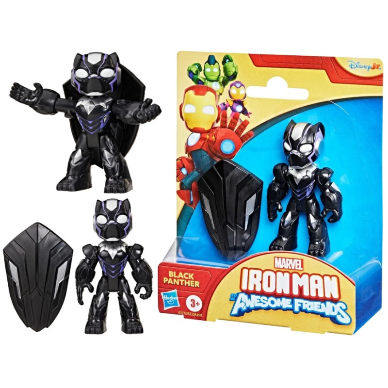8740 Figurka Black Panther Marvel Iron Man Awesome Friends Hasbro Tarcza