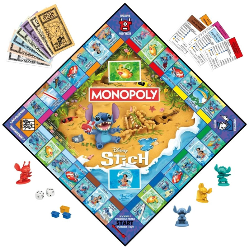 5037 MONOPOLY Stitch Disney Gra Planszowa Rodzinna Hasbro 2-4 Graczy 