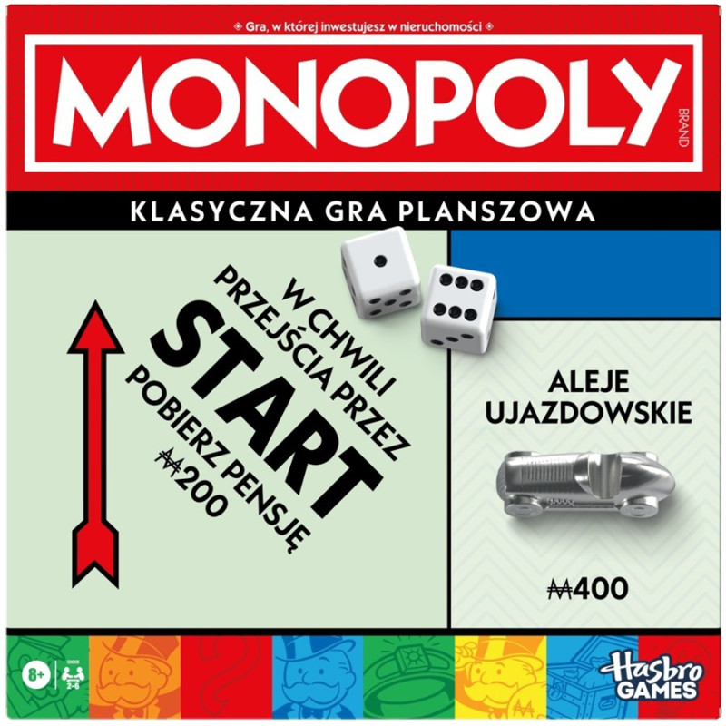 2458 MONOPOLY Klasyczna Gra Planszowa Hasbro Polska Wersja Rodzinna 2-6 Graczy