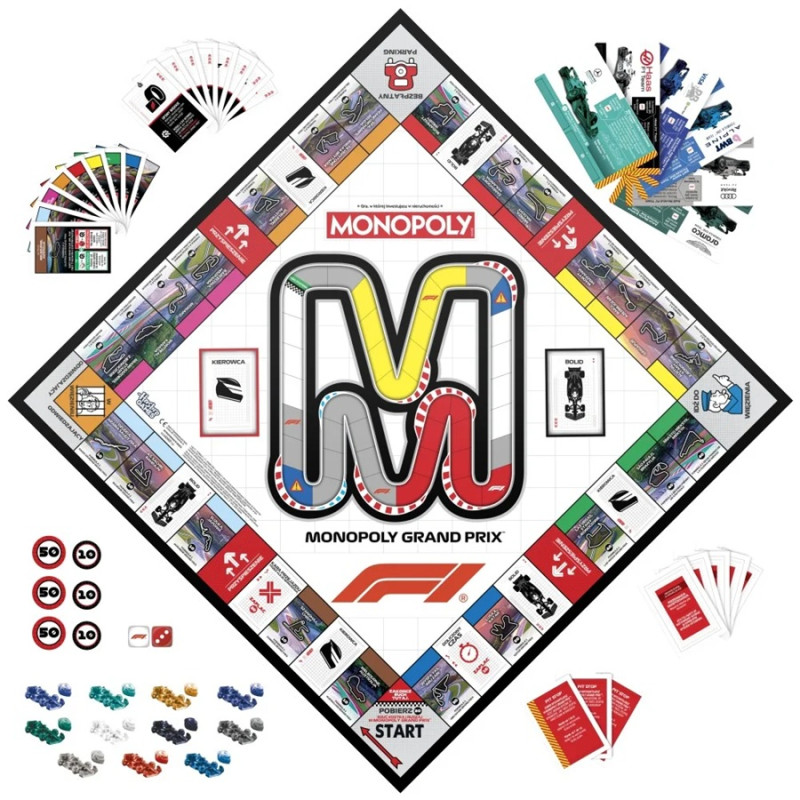 9635 MONOPOLY F1 Formula 1 Gra Planszowa Grand Prix Wyścigi Hasbro 2-6 Graczy
