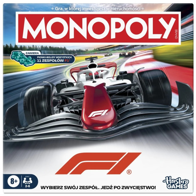 9635 MONOPOLY F1 Formula 1 Gra Planszowa Grand Prix Wyścigi Hasbro 2-6 Graczy